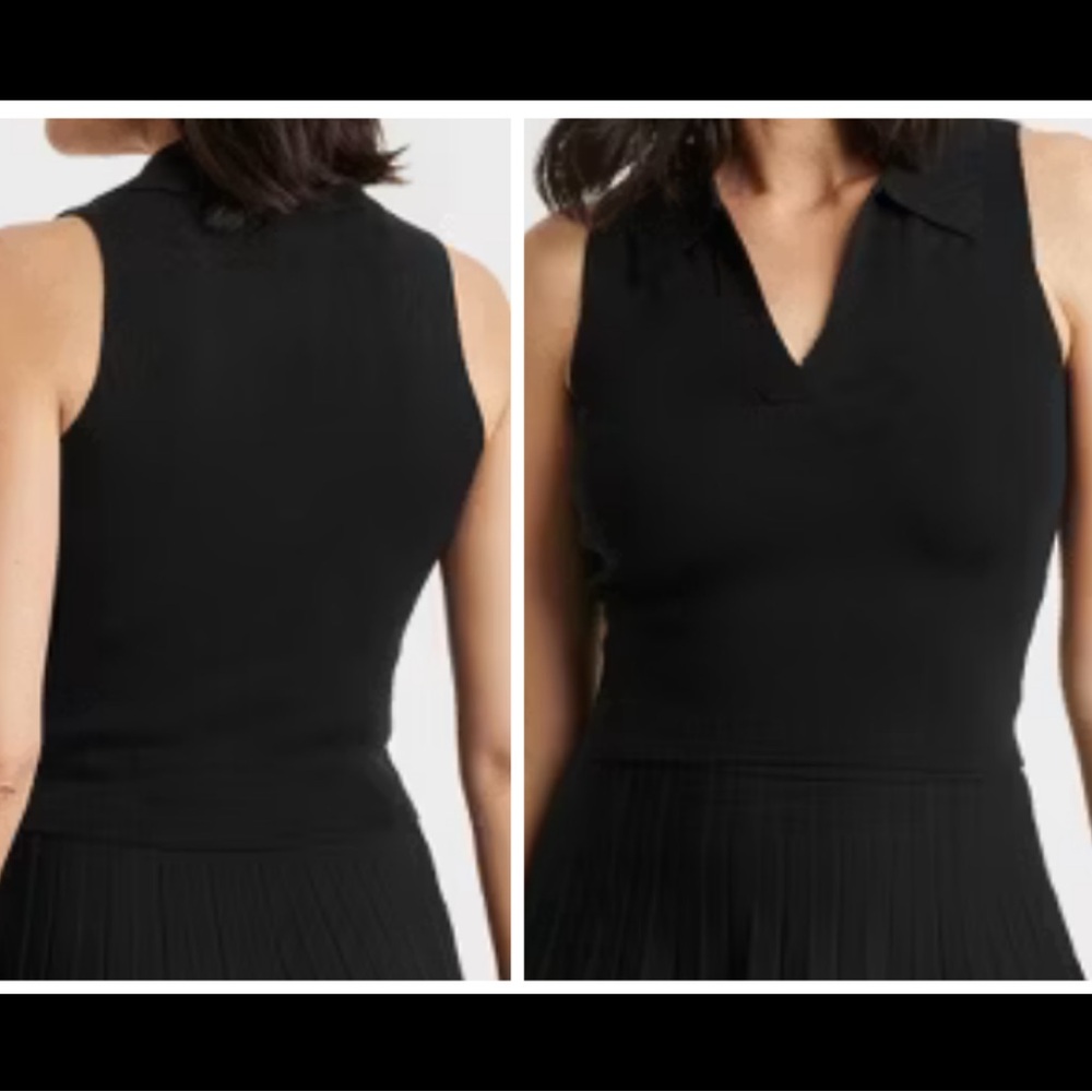 A New Day. Black Sleeveless PoloCollared Top Black; size: S. NWT.